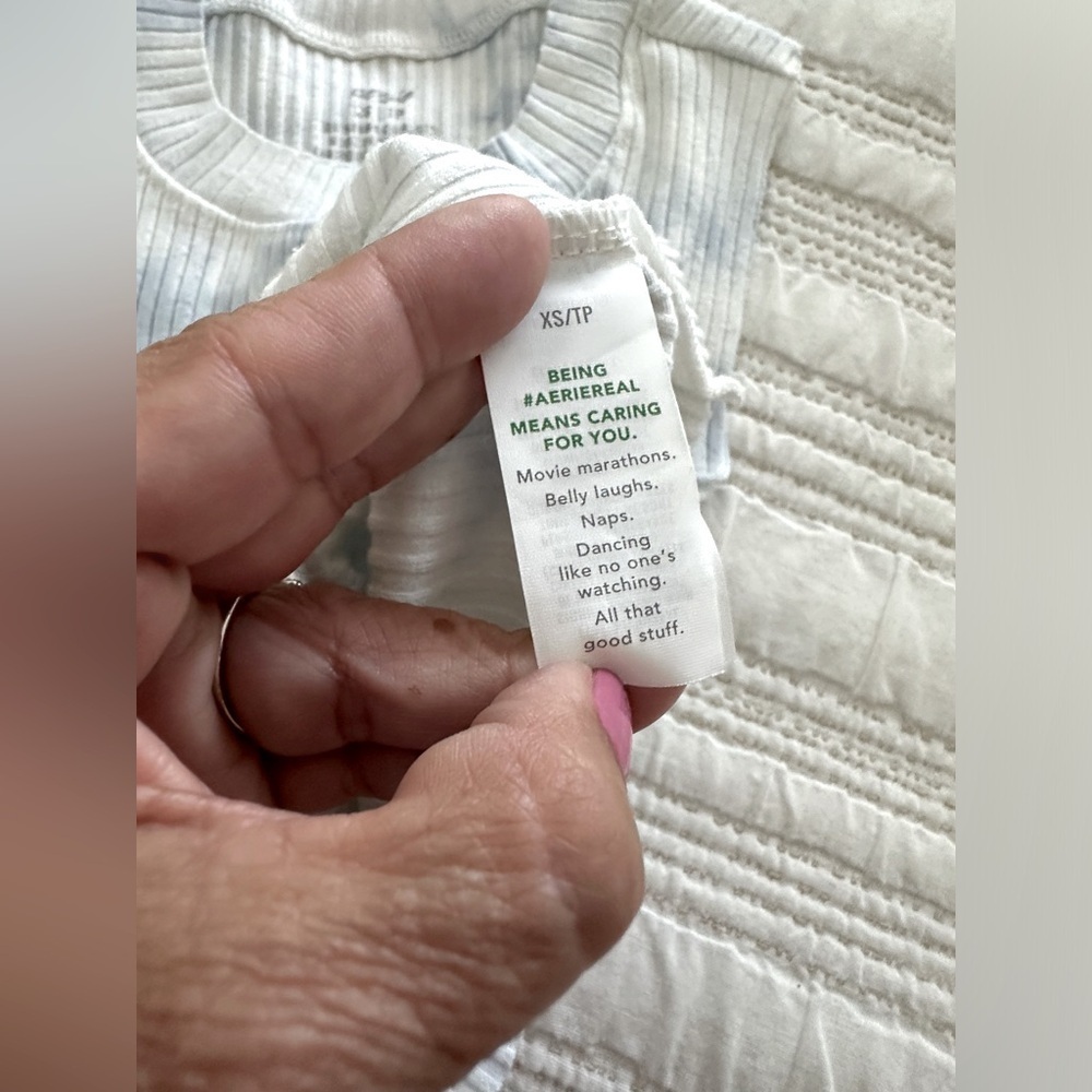 Aerie Blue and White Tie Dye Ribbed Sleeveless Crop Top Size XS - Picture 8 of 12